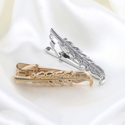 Golden Feather Shaped Metal Tie Clip for Men, Business Casual Tie Clip, Versatile Fashion Korean Style Tie Clip