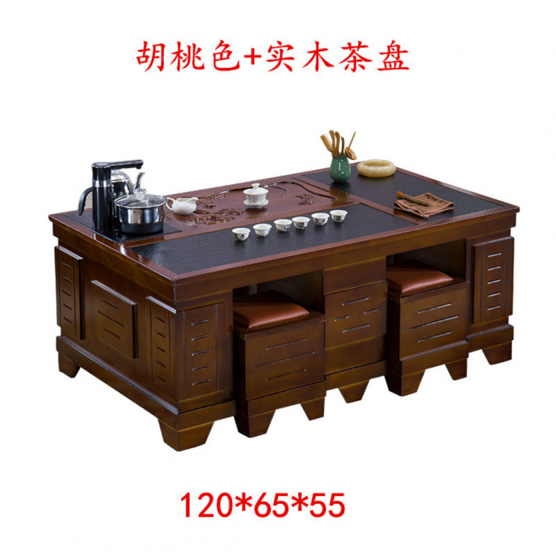 Mesa de té de kung fu con tetera de agua caliente, mesa de té de piedra caliente, conjunto integral de mesa de té, sala de estar, oficina doméstica, mesa de té