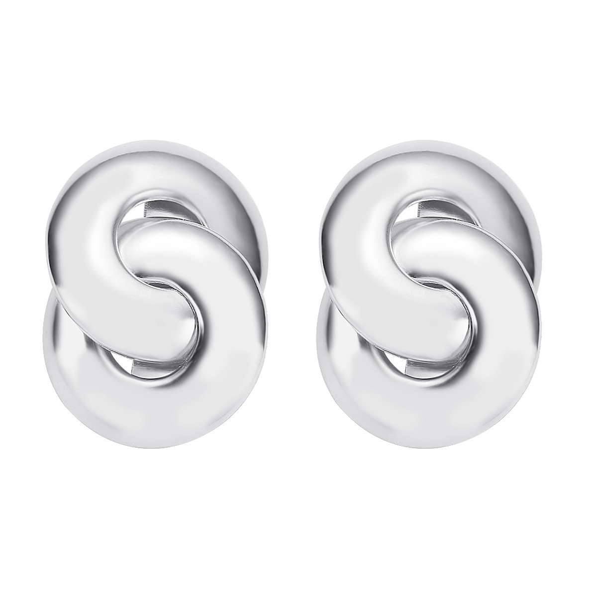 New sweet candy-colored metal double round stitching texture earrings