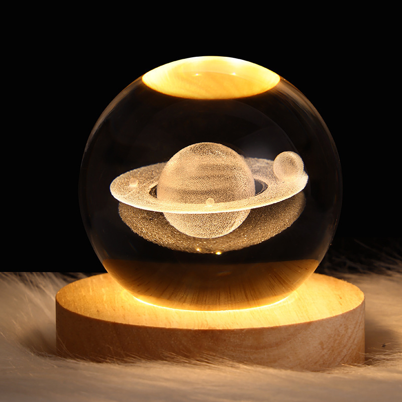 Cross-Border Luminous Planet Night Light Crystal Ornament Moon Astronaut Table Lamp Bedroom Bedside Starry Sky Atmosphere Lamp
