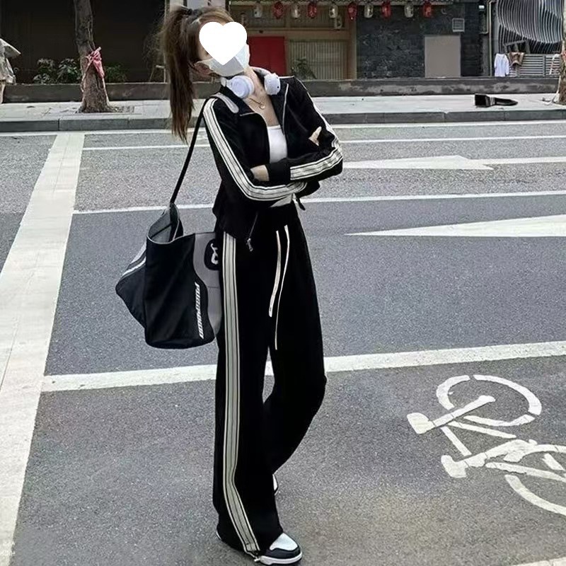 966#运动套装女春秋季学生韩版宽松显瘦时尚网红休闲跑步服两件套