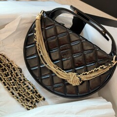 24S 夏秋新作 Xiaoxiangfeng オイルワックス牛革フラフープクラッチバッグスモールラウンドバッグチェーンバッグ 18
