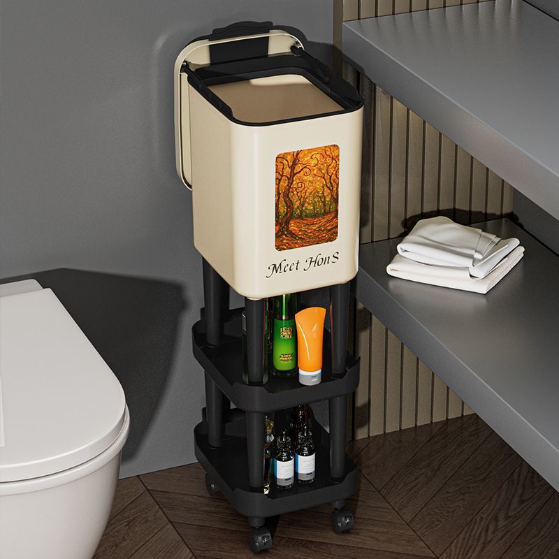 Bent-free high-foot trash can high-value new press large-capacity wheeled movable kitchen and bathroom with lid