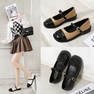 Женские туфли Мэри Джейн с цветными блоками, новинка весны 2025 года, французские мягкие балетки, британский стиль, маленькие кожаные туфли