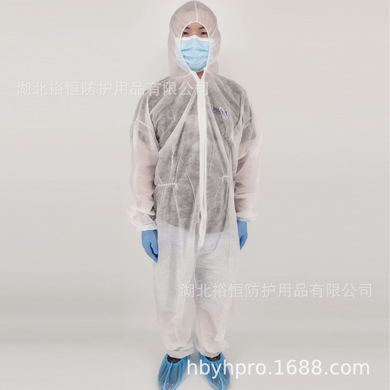 厂家直发一次性连帽无纺布透气防护服防水防尘食品场养殖场洁净服