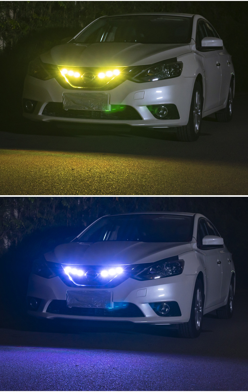 Car Grille Small Yellow Light Modification for Off-Road Vehicles, Colorful App Bluetooth Grille Light Modification, Led Decorative Light, Warning Light