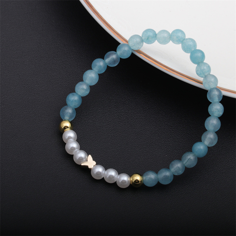 Europa y América transfronteriza 6mm rosa cristal pulsera de cuentas de cobre Cruz amor imitación perla pulsera de cuentas