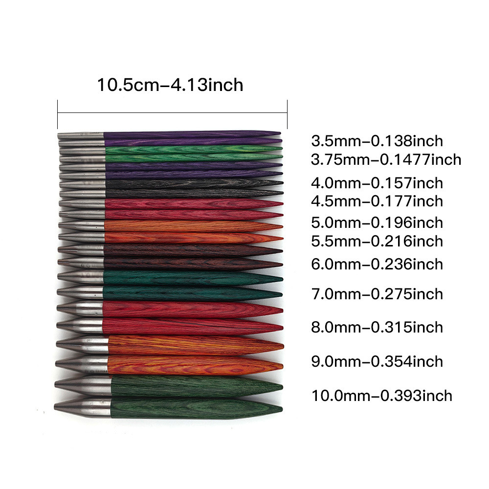 Herramientas de tejido transfronterizas Aguja de anillo desmontable de madera de color Juego de 11 piezas de aguja de anillo desmontable de madera de color mágico sintético