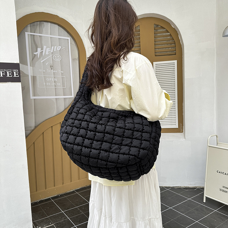 Korean Cloud Bag, Women's Lazy Style Shoulder Bag Pleated Handbag Large Capacity Single Shoulder Casual Bag_voghion.com