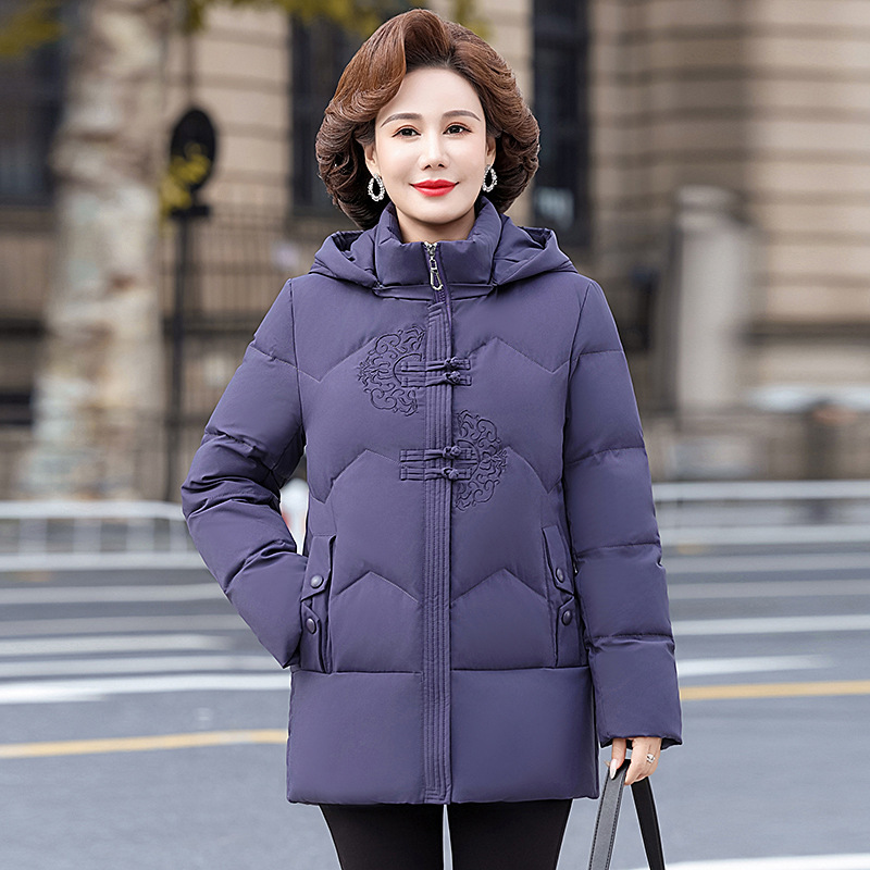 High-End Middle-Aged and Elderly Women's down Jacket, Thickened 2026 New Style, Warm and Stylish Winter Coat for Moms, Duck down Outerwear