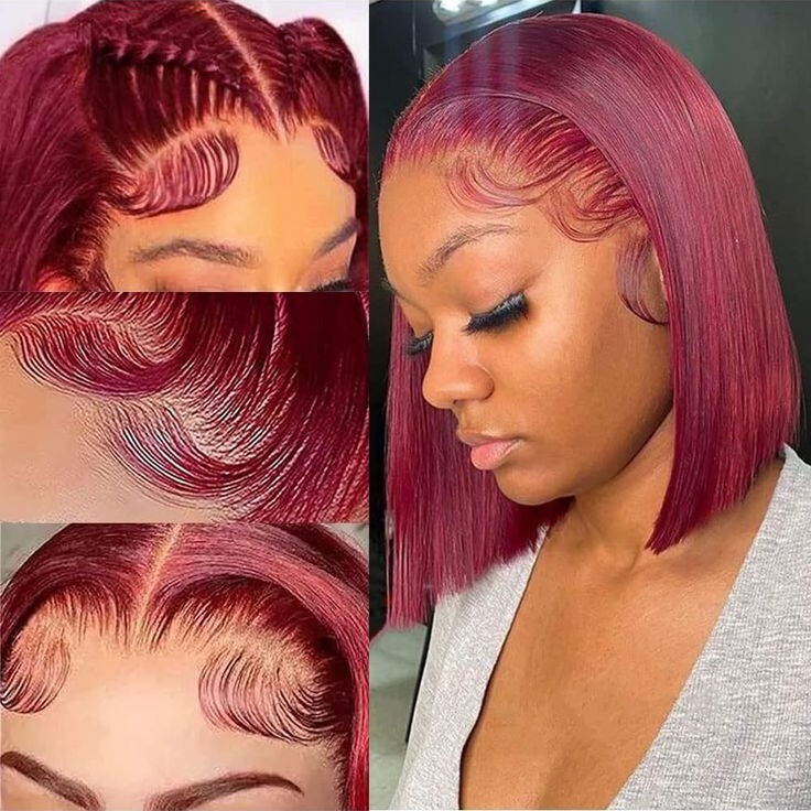Humanhair Human Hair Sidepartbobstraight European and American Cross-Border Human Hair Short Straight Hair Without Glue