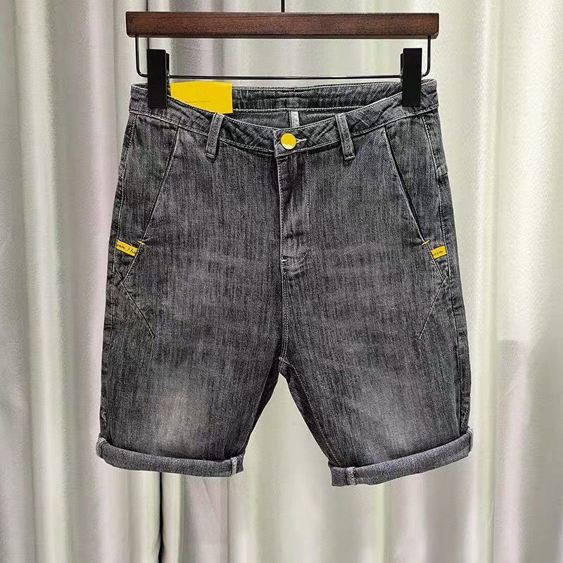 Short en jean été mince cinq quarts version coréenne ample 2024 décontracté polyvalent slim fit simple mi-pantalon tendance homme_voghion.com