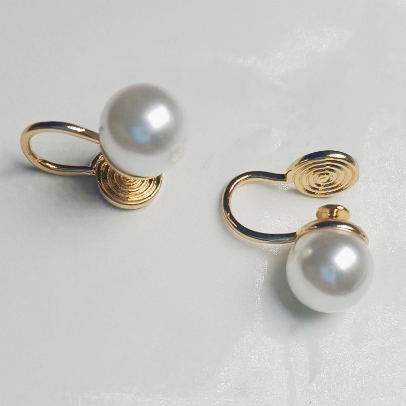 New Wine Red Style Non-Perforated Mosquito-Repellent Incense Plate Earrings Women's All-Match Popular Simple Imitation Pearl Ear Cuff detail image 15