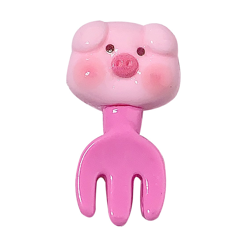 Nuevos dibujos animados juguete de cerdo tenedor DIY accesorios de resina pegamento de crema caja de teléfono móvil adornamiento de cabello cuerda de cabeza parche de hebilla de zapatos