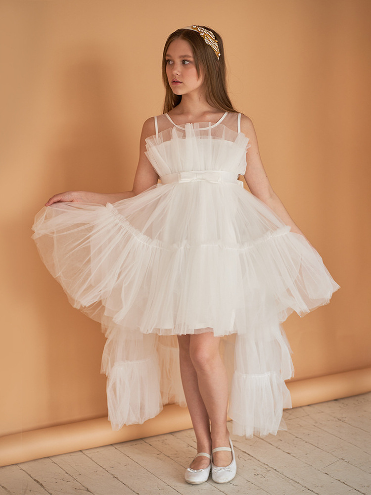 Niñas princesa vestido rojo pastel vestido espectáculo niños