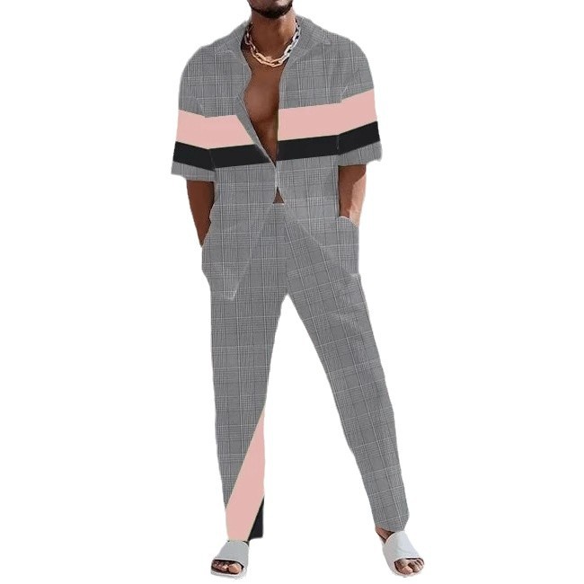 Temperamento de moda, estilo de personalidad, camisa de manga corta impresa en 3D, pantalones, MB1-MR10 de dos piezas de estilo popular para hombres