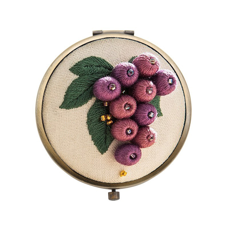 Bordado hecho a mano diy auto-bordado espejo cosmético paquete de material matar el tiempo de tela creativa Lu bordado espejo de mano de doble cara
