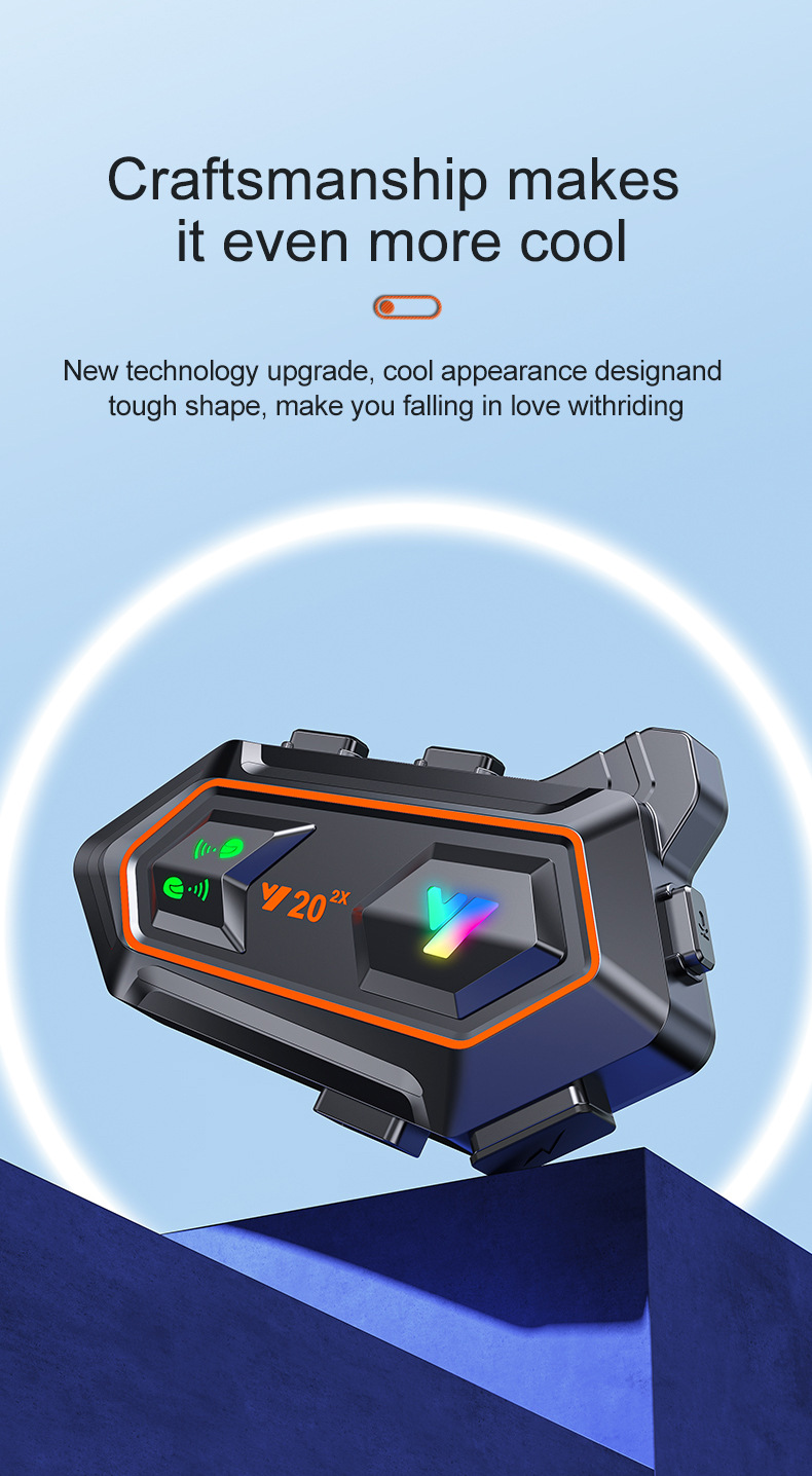 Cross-Border Y202X Helmet Bluetooth Headset Qualcomm Waterproof and Dustproof Long-Lasting Motorcycle Helmet Dual Intercom