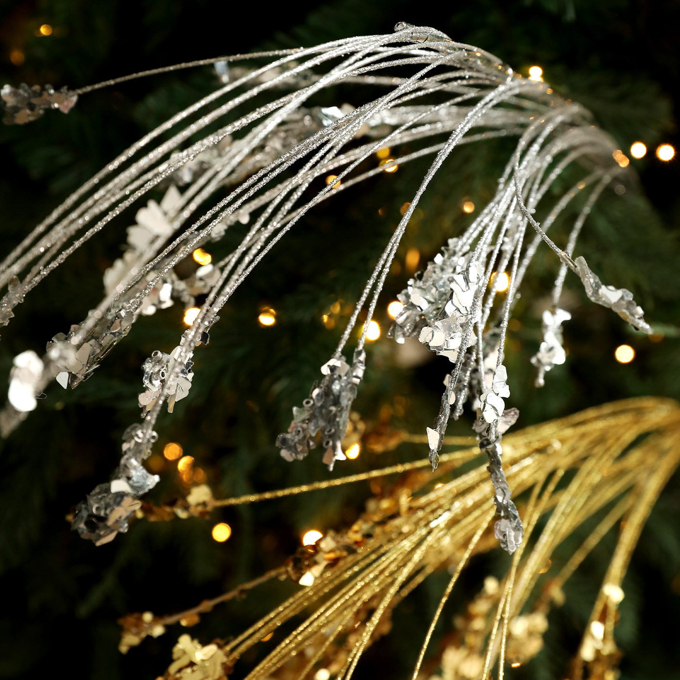 Nuevo polvo adhesivo de polvo de brillo de polvo de brillo de brillo de broca de Navidad de broca de flores de árbol de Navidad de caña de decoración