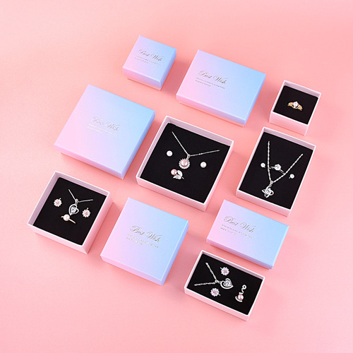 ins texture jewelry box gradient color creative packaging carton ring earrings necklace bracelet jewelry box