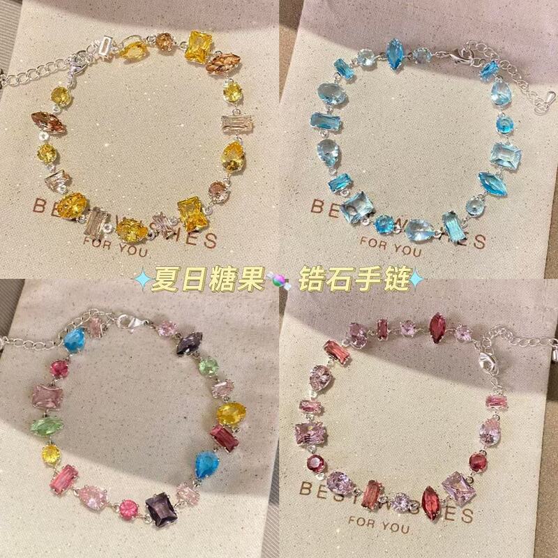 "Spring Flower Bloom" Dopamine Flash-Colored Geometric Bracelet, Korean-Style Sweet and Stylish Jewelry with High Aesthetic Value