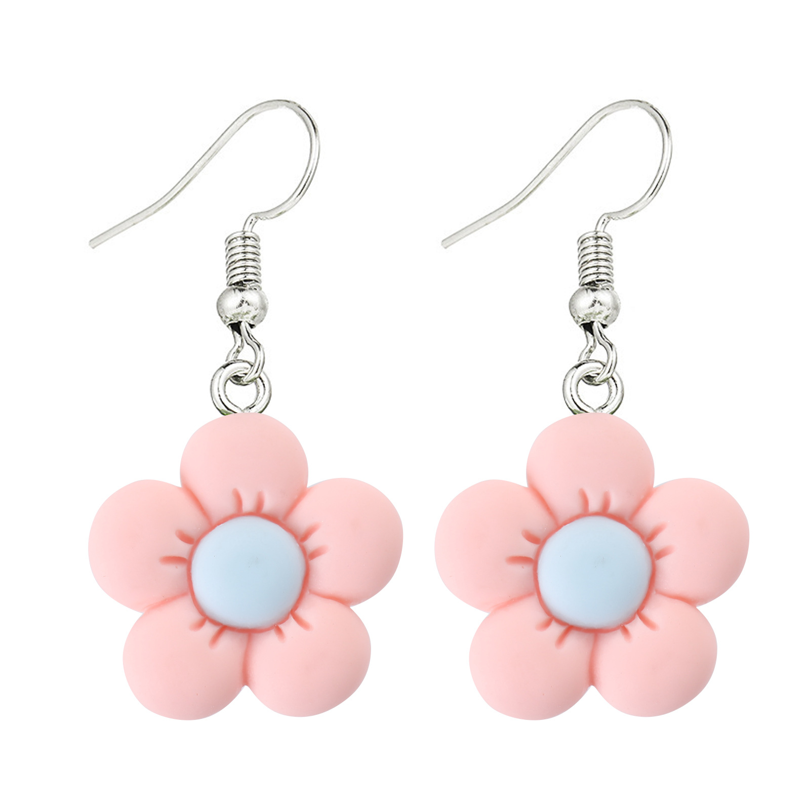 1 Paire Mignon Dame Sucré Fleur Résine Boucles D'oreilles display picture 4