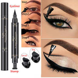 Qic Two-In-One Seal Liquid Eyeliner Pen Quick-Drying Non-Smudge Waterproof Eyeliner Double-Ended Eyeliner Cross-Border Beauty Makeup