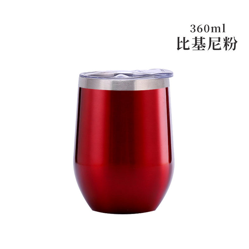 Taza de cáscara de huevo de 12oz transfronteriza regalo de doble capa de acero inoxidable copa de vino tinto taza de vientre grande aislamiento al vacío en forma de U swig pollo