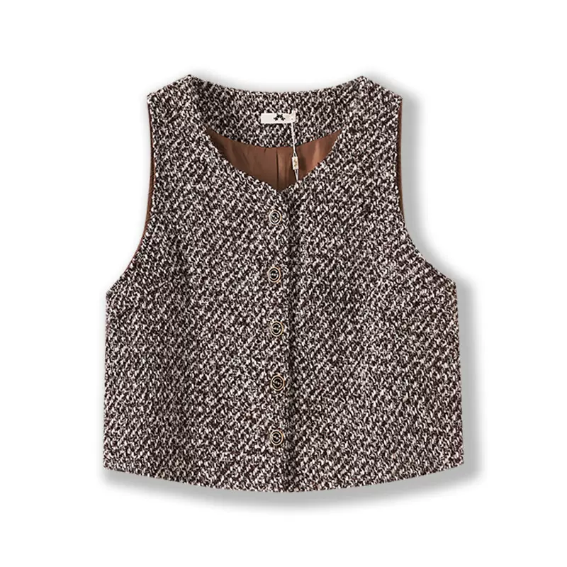 130-320斤加大码女装羊毛无袖马夹2025冬季新款微胖mm粗花呢内搭