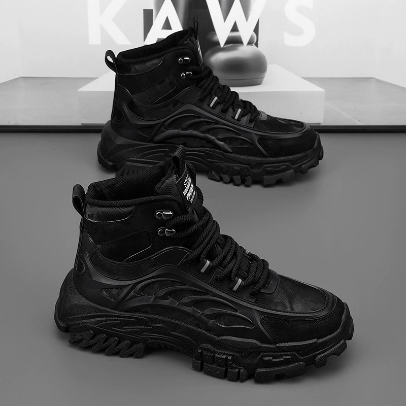 Ботинки (Martens) демисезонные высокие на платформе, кожаный верх, рифлёная подошва