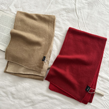 羊绒手感100%羊毛双面围巾细腻亲肤冬季围巾素色优雅围脖女高级感