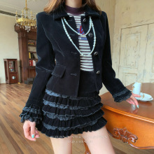 初禾 2025秋冬季纯欲风绒面百褶裙女防走光包臀短裙时尚半身裙