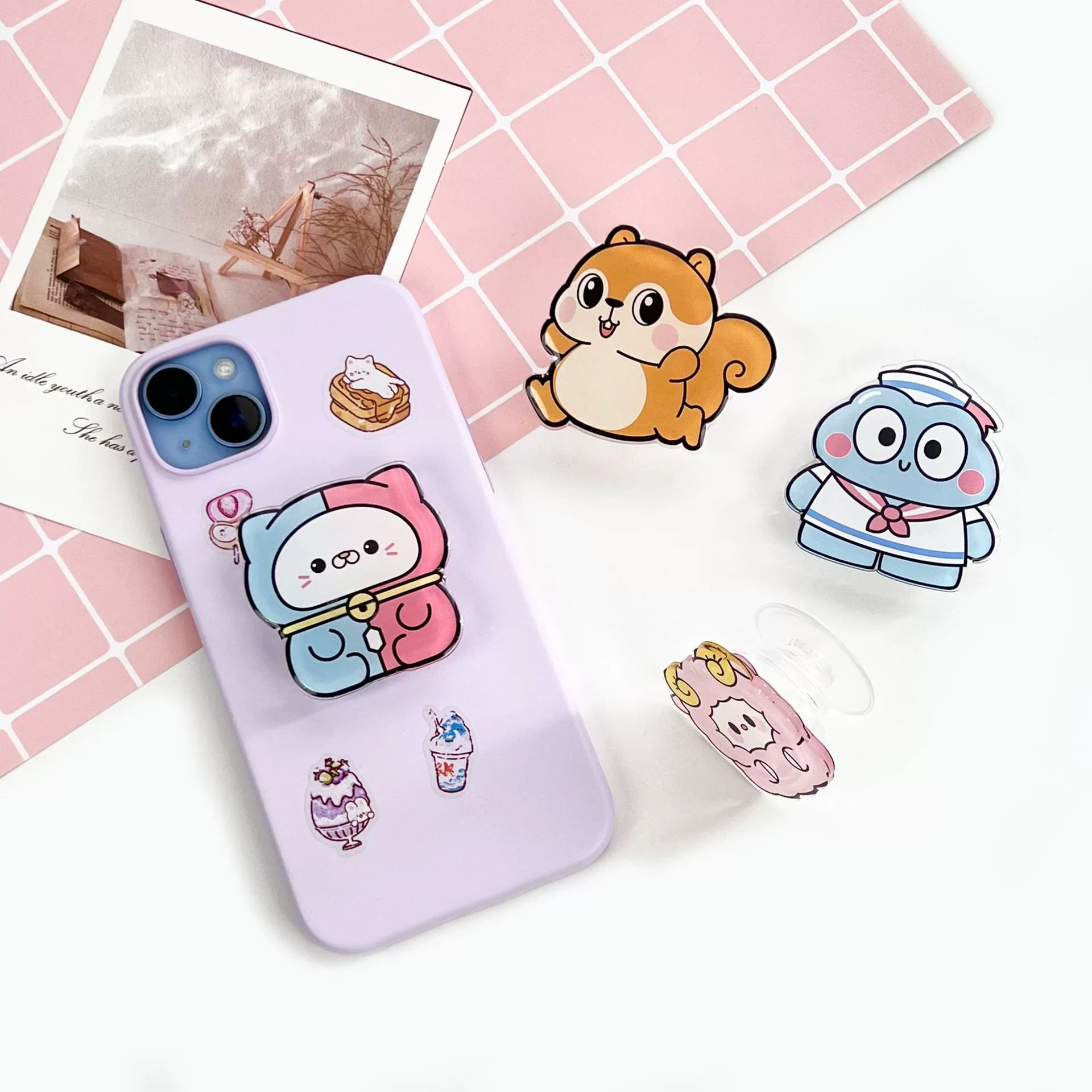 Мультяшное животное подставка для мобильного телефона подушка безопасности акриловый телескопический приклеиваемый настольный артефакт для мужчин и женщин