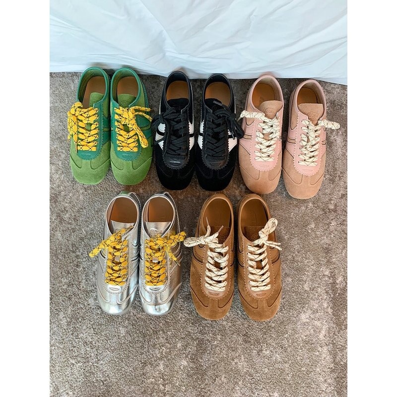 Versión de cuero de vaca, Su Yan Yan, estilo americano, chicas retro, zapatos de entrenamiento de maratón casuales, zapatos de mujer, Gump.