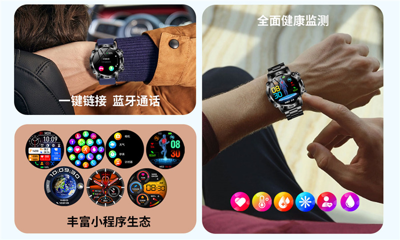 2024 Cross-border New ET482 smartwatch AMOLDE high-definition non-invasive blood glucose, body temperature and blood pressure Outdoor Sports Specification drawing