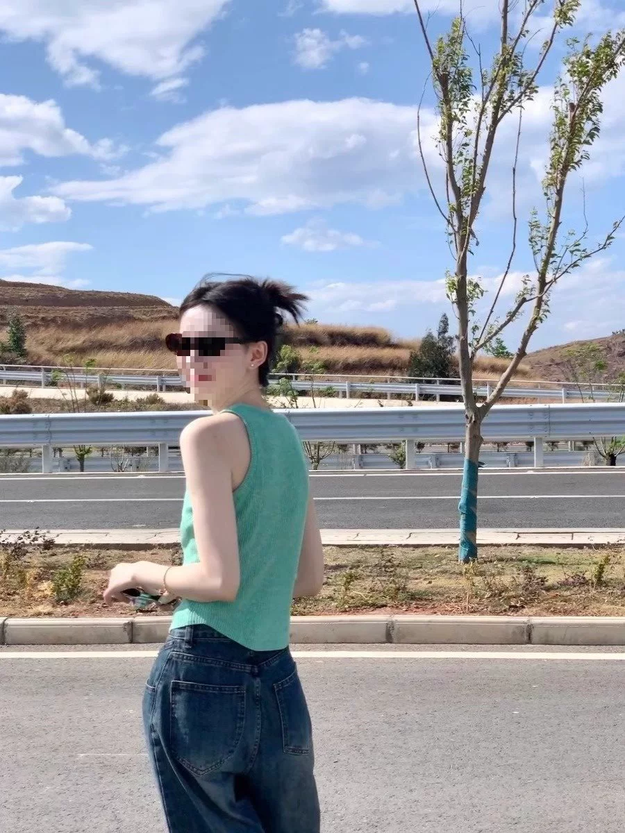 Французская мятная зеленая белая трикотажная майка без рукавов в стиле Mambo для женщин, которую можно носить внутри и снаружи летом, сладко-пряная.