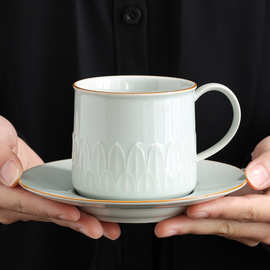莲瓣陶瓷咖啡杯子高档精致家用办公室早餐杯杯子创意私人水杯