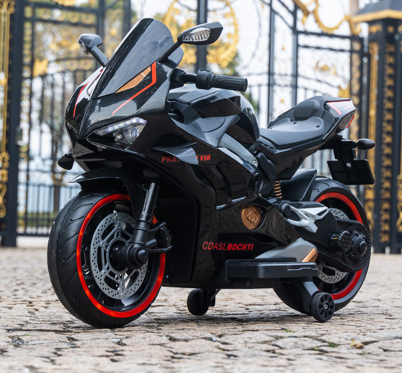 Coche eléctrico para niños Motocicleta autónoma para niños con rueda auxiliar Control remoto Motocicleta cochecito eléctrico al por mayor