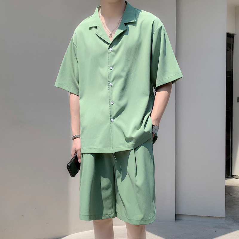 2023 Summer New Solid Color Short-sleeved Shorts Suit Set Casual Fashion Suit Collar Thin Suit Two-piece Set 2023 Summer New Solid Color Short-sleeved Shorts Suit Set Casual Fashion Suit Collar Thin Suit Two-piece Set