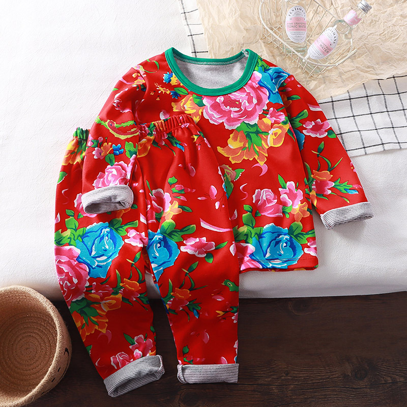 Children's Home Wear Single Flower Cotton Jacket Spring and Autumn Single Piece Ethnic Style Boys and Girls Small Jacket Street Fashion Wholesale