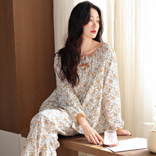 2025春季新品睡衣女士纯棉长袖薄款中老年人妈妈码家居服套装夸奖