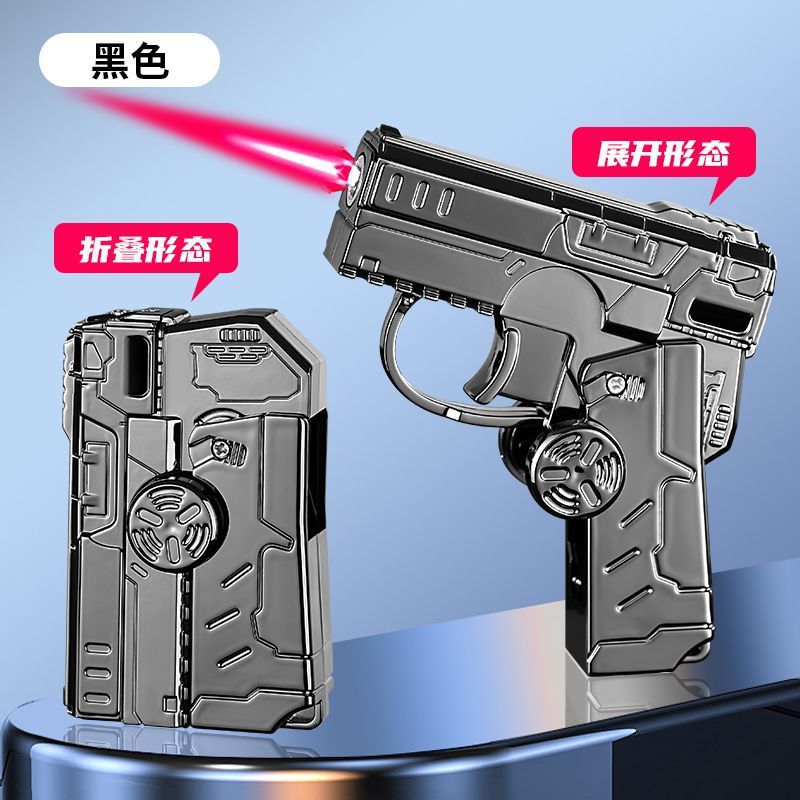 Nueva punta de dedo plegable giroscopio pistola encendedor novio celebridad de Internet inflable a prueba de viento rotación creativa descompresión personalidad image 21