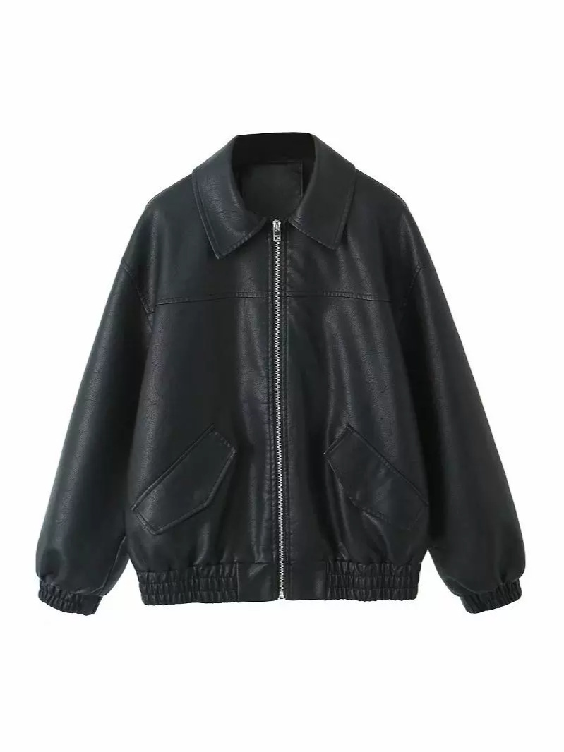 Spring New Zipper Baseball Uniform Amazon Hot Style American Retro Cross-Border Loose Casual Lazy Leather