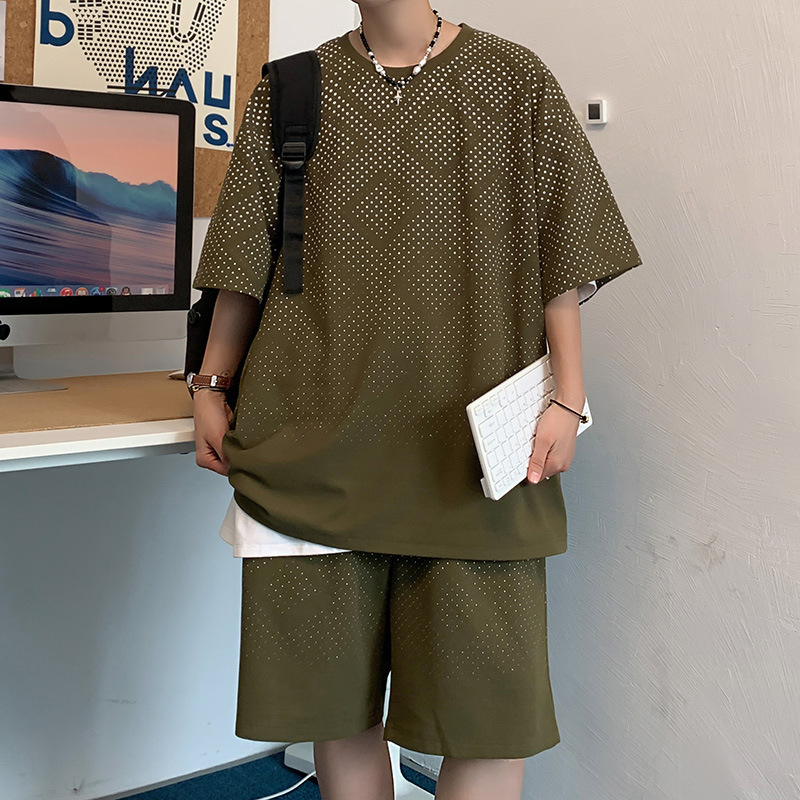 Traje deportivo casual hombre de verano camiseta de mangas cortas un juego de pantalones cortos ropa de moda 28010