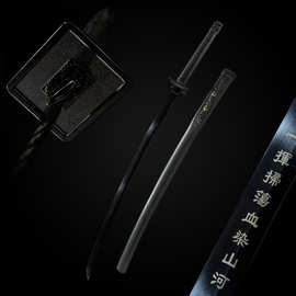 外贸回货日本刀批发东洋武士居合刀1095钢黒色手工一体长刀未开刃