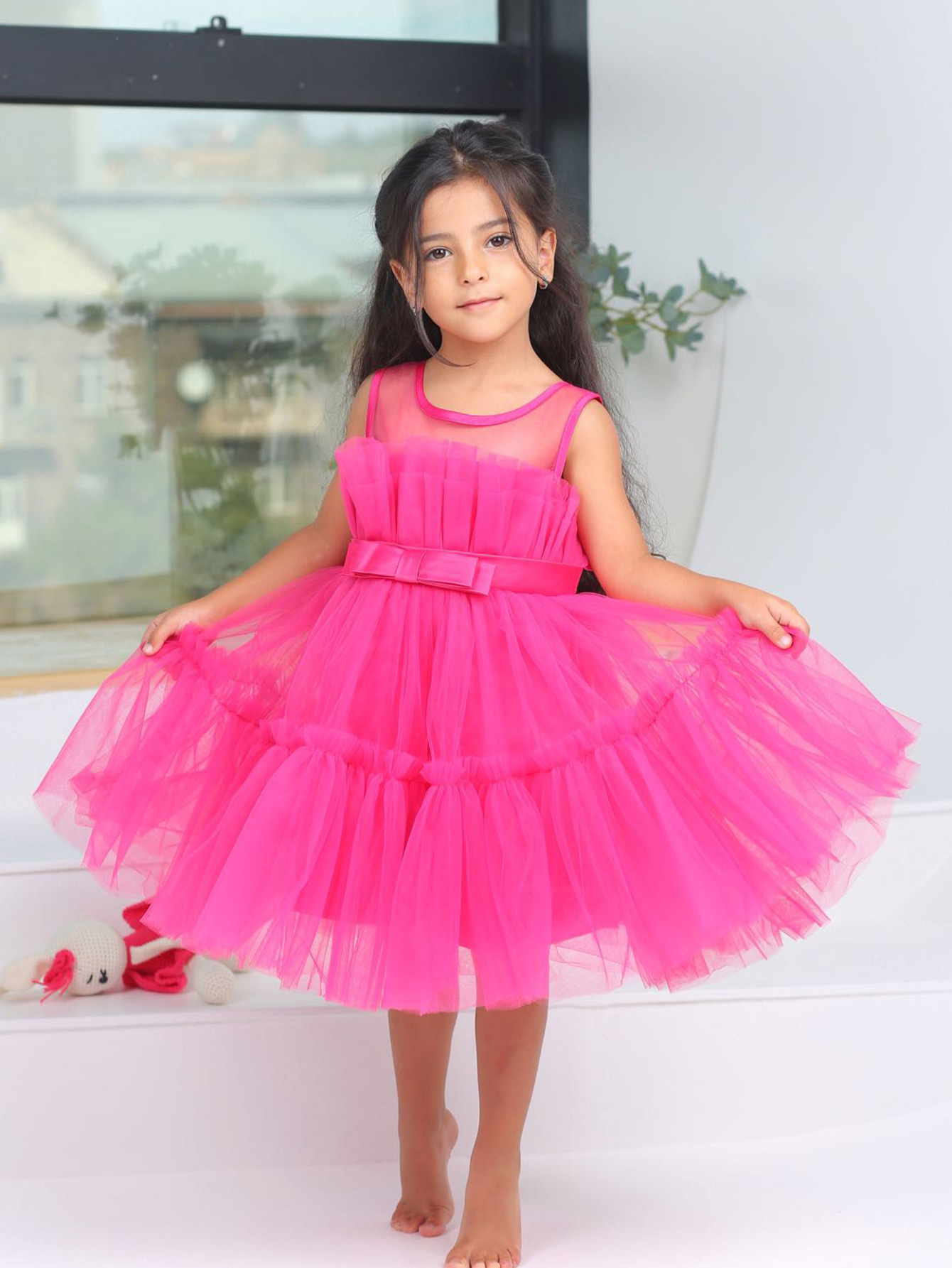Barbie vestido de los niños vestido de princesa vestido infantil niños malla pastel pettiskirt niños vestido