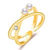 Tide, Japanese fashionable ring from pearl, on index finger, simple and elegant design, internet celebrity