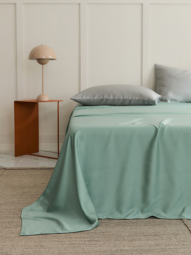 Summer Solid Color Tencel Lyocell Sheet Set Single Piece Silk-like Smooth Bare Sleep Ice Silk Pillowcase Three-Piece Set