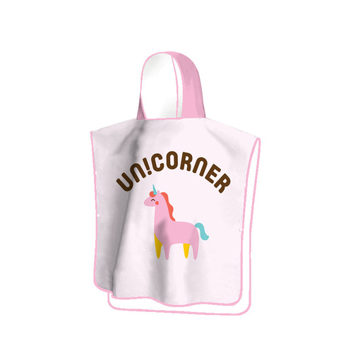 Children's bath towel cape with hood, quick-drying beach robe for boys, swimming cartoon changing robe with printed pattern