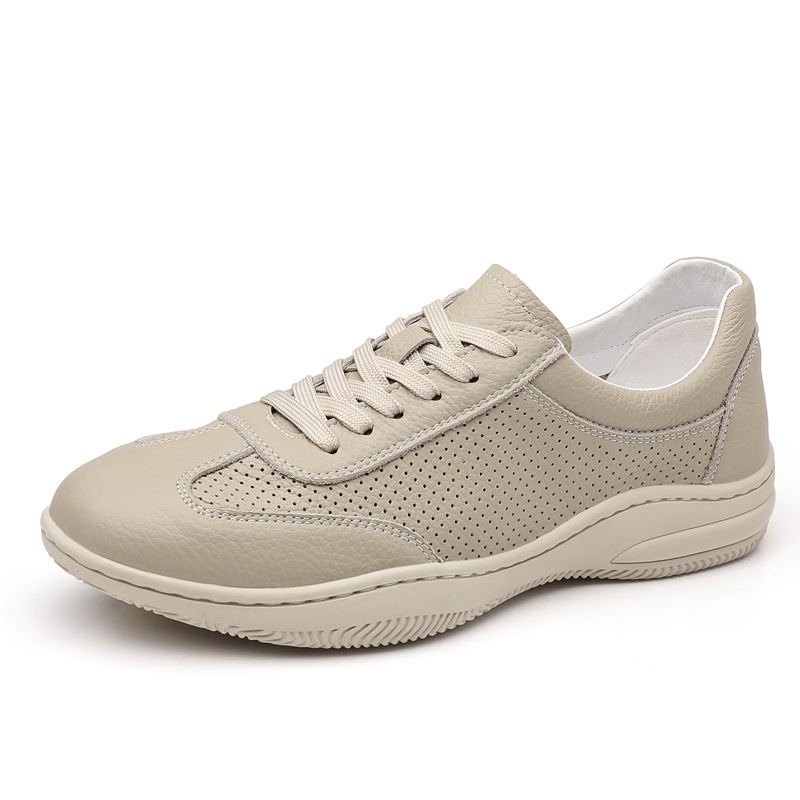 Verano de piel de vaca nueva sandalias de hombre, zapatos perforados de cuero, zapatos de cuero casuales transpirables para hombres, zapatos de hombre